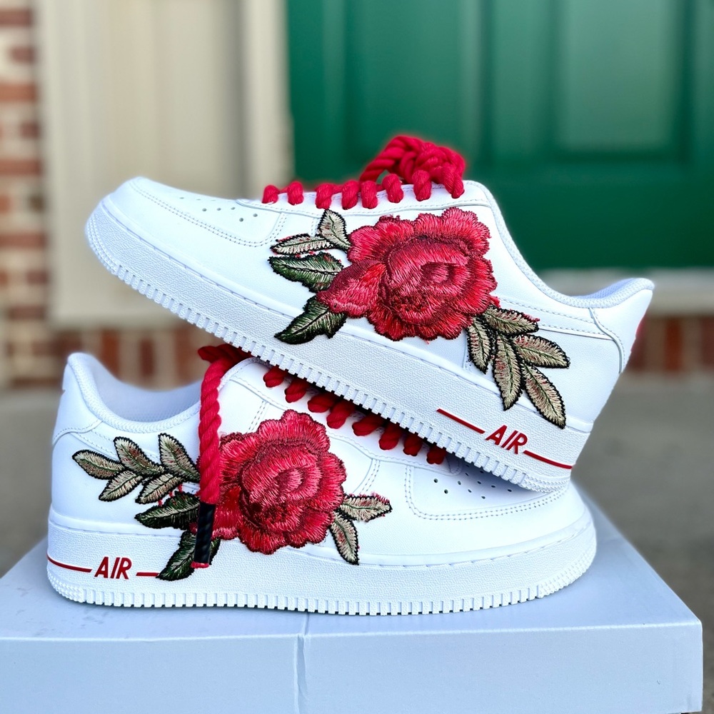 Custom “Roses” Nike Air Force 1s w/ Matching Rope Laces